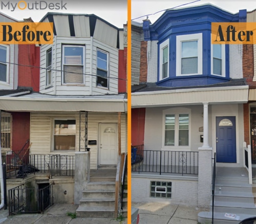 Before and After picture of the house on Ramsey street.